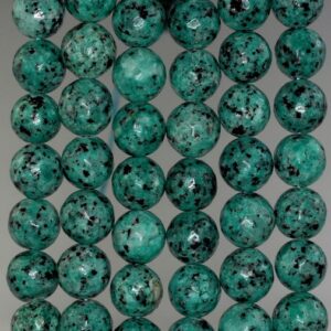 10mm Turquoise Green Sesame Jasper Gemstone Round Loose Beads 15 inch Full Strand LOT 1,2,6,12 and 50 (90184120-359)