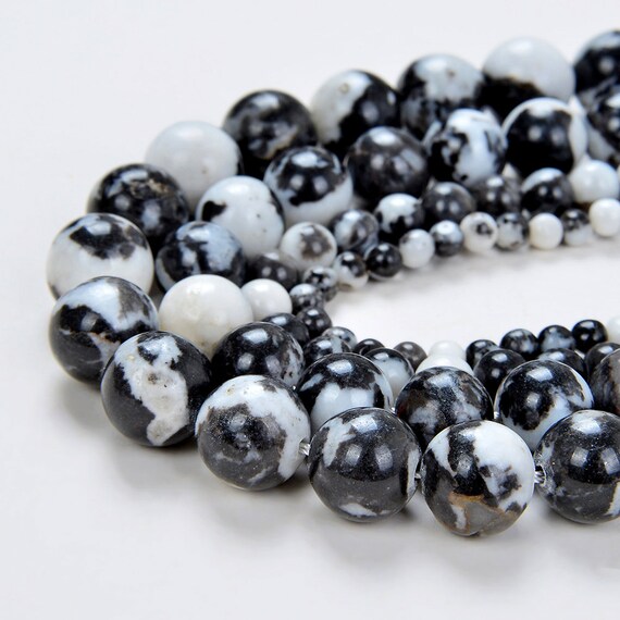 4mm Zebra Jasper Gemstone Black White Round 4mm Loose Beads 15.5 Inch Full Strand Lot 1,2,6,12 And 50 (90183742-370)