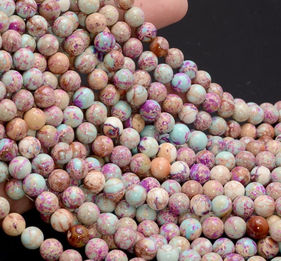 8mm Light Galaxy Sea Sediment Imperial Jasper Gemstone Round Beads 15 Inch Full Strand Bulk Lot 1,2,6,12 And 50 (80007547-a266)