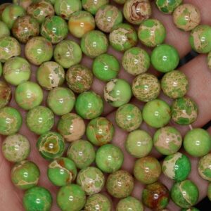 8mm Sea Sediment Imperial Jasper Apple Green Gemstone Round 8mm Loose Beads 15.5 inch LOT 1,2,6,12 and 50 (90184428-357)