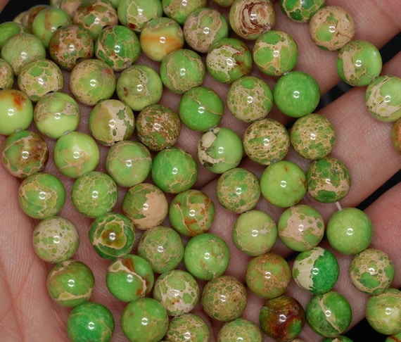 8mm Sea Sediment Imperial Jasper Apple Green Gemstone Round 8mm Loose Beads 15.5 Inch Lot 1,2,6,12 And 50 (90184428-357)