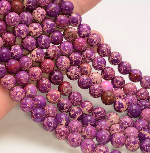 8mm Sea Sediment Imperial Jasper Purple Gemstone Round 8mm Loose Beads 15.5 Inch Lot 1,2,6,12 And 50 (90184420-357)
