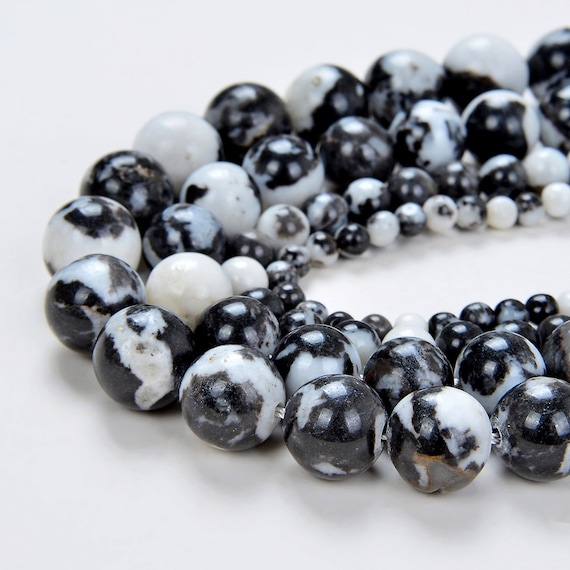 8mm Zebra Jasper Gemstone Black White Round 8mm Loose Beads 15.5 Inch Full Strand Lot 1,2,6,12 And 50 (90183751-370)