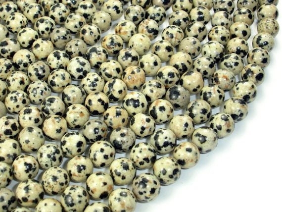 Dalmation Jasper Beads, Round, 8mm ( 8.7mm), 15 Inch, Full Strand, Approx. 45 Beads, Hole 1 Mm, A Quality (204054003)