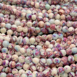 Galaxy Sea Sediment Imperial Jasper Gemstone White Purple Pink 4mm 6mm Round Loose Beads 15 Inch Full Strand Lot 1,2,6,12 And 50