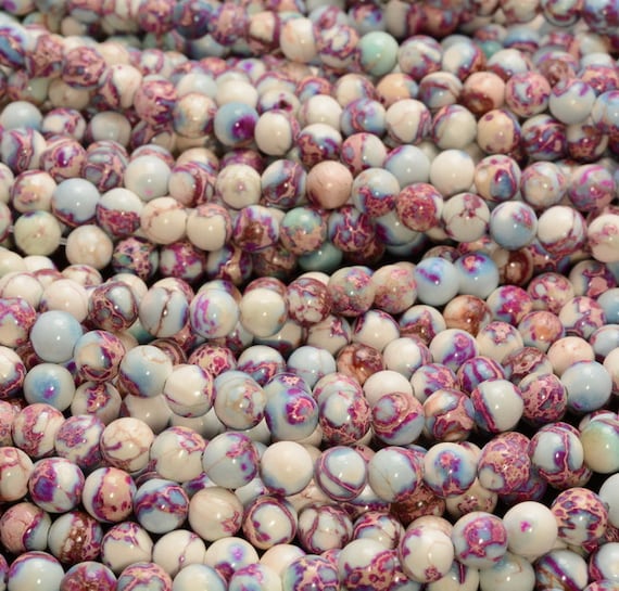 Galaxy Sea Sediment Imperial Jasper Gemstone White Purple Pink 4mm 6mm Round Loose Beads 15 Inch Full Strand Lot 1,2,6,12 And 50
