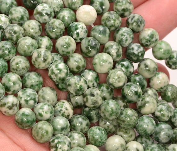 Genuine Natural Green Spot Jasper Gemstone Grade Aa Round 4mm 6mm 8mm 10mm Loose Beads 15 Inch Full Strand (m28)