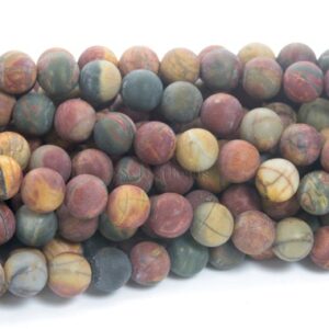 matte Picasso jasper round beads - frosted round gemstone beads - beads and crafts supplies -  4-14mm matte round beads -15inch