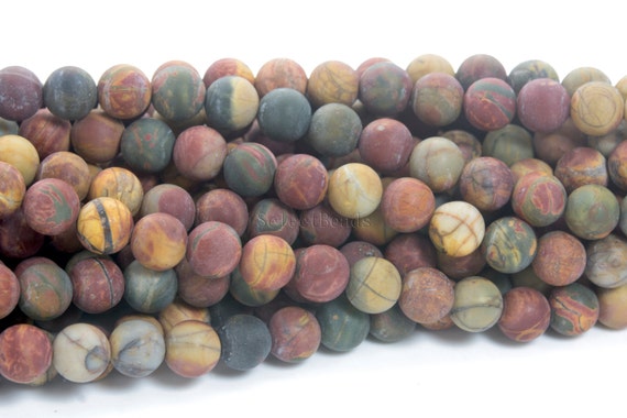 Matte Picasso Jasper Round Beads - Frosted Round Gemstone Beads - Beads And Crafts Supplies - 4-14mm Matte Round Beads -15inch Matte Picasso Jasper Round Beads - Frosted Round Gemstone Beads - Beads And Crafts Supplies - 4-14mm Matte Round Beads -15inch