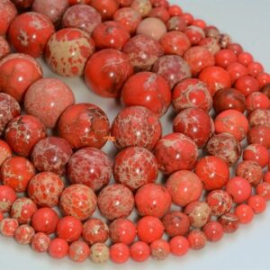 Orange Sea Sediment Imperial Jasper Gemstone Grade Aa 4mm 6mm 8mm 10mm Round Loose Beads Full Strand Lot 1,2,6,12 And 50