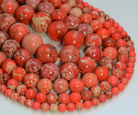 Orange Sea Sediment Imperial Jasper Gemstone Grade Aa 4mm 6mm 8mm 10mm Round Loose Beads Full Strand Lot 1,2,6,12 And 50