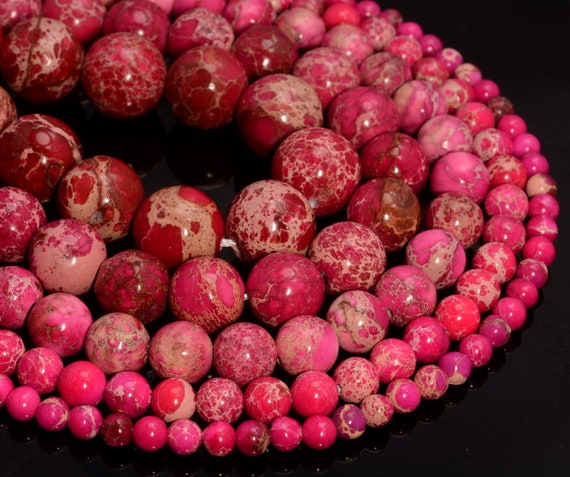 Pink Sea Sediment Imperial Jasper Gemstone 4mm 6mm 8mm 10mm Round Loose Beads Full Strand Lot 1,2,6,12 And 50
