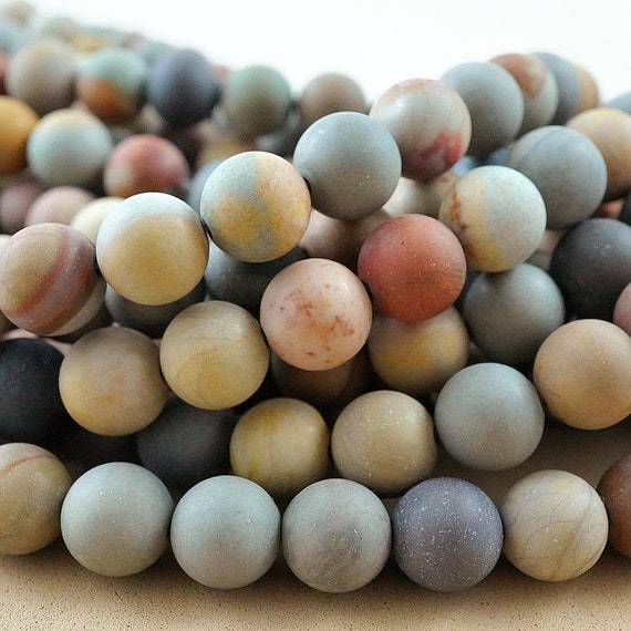 Polychrome Jasper Beads (round)(matte)(6mm)(8mm)(16"strand)