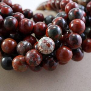 Poppy Jasper Beads (Round)(Smooth)(6mm)(8mm)(10mm)(16"Strand)