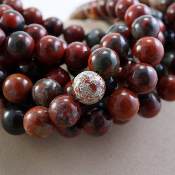 Poppy Jasper Beads (round)(smooth)(6mm)(8mm)(10mm)(16"strand)