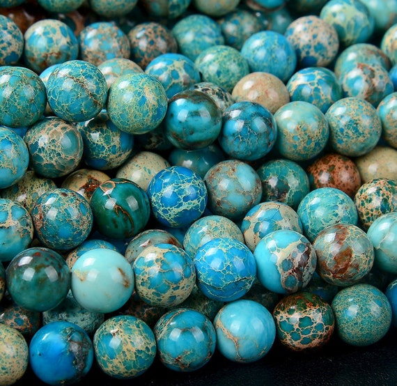 Turquoise Sea Sediment Imperial Jasper Gemstone Blue 4mm 6mm 8mm 10mm Round Loose Beads Full Strand Bulk Lot 1,2,6,12 And 50 Turquoise Sea Sediment Imperial Jasper Gemstone Blue 4mm 6mm 8mm 10mm Round Loose Beads Full Strand Bulk Lot 1,2,6,12 And 50