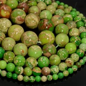 Yellow Green Sea Sediment Imperial Jasper Gemstone AA 4mm 6mm 8mm 10mm Round Loose Beads Full Strand LOT 1,2,6,12 and 50