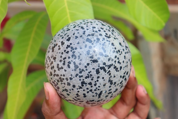 2.5lbs Dalmatian Jasper Sphere, Crystal Sphere, Dalmatian Gemstone Natural Dalmatian Loose Stone, Healing Sphere Crystal Stone, Home & Decor