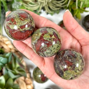 Dragon Blood Jasper Sphere | S, L | - No. 551 (polished Green Red Crystal Ball, Heart Chakra)