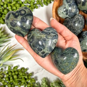 Kambaba Jasper Heart | S, M, L | - No. 209 (polished Green Crystal Carving, Heart Chakra, Love)