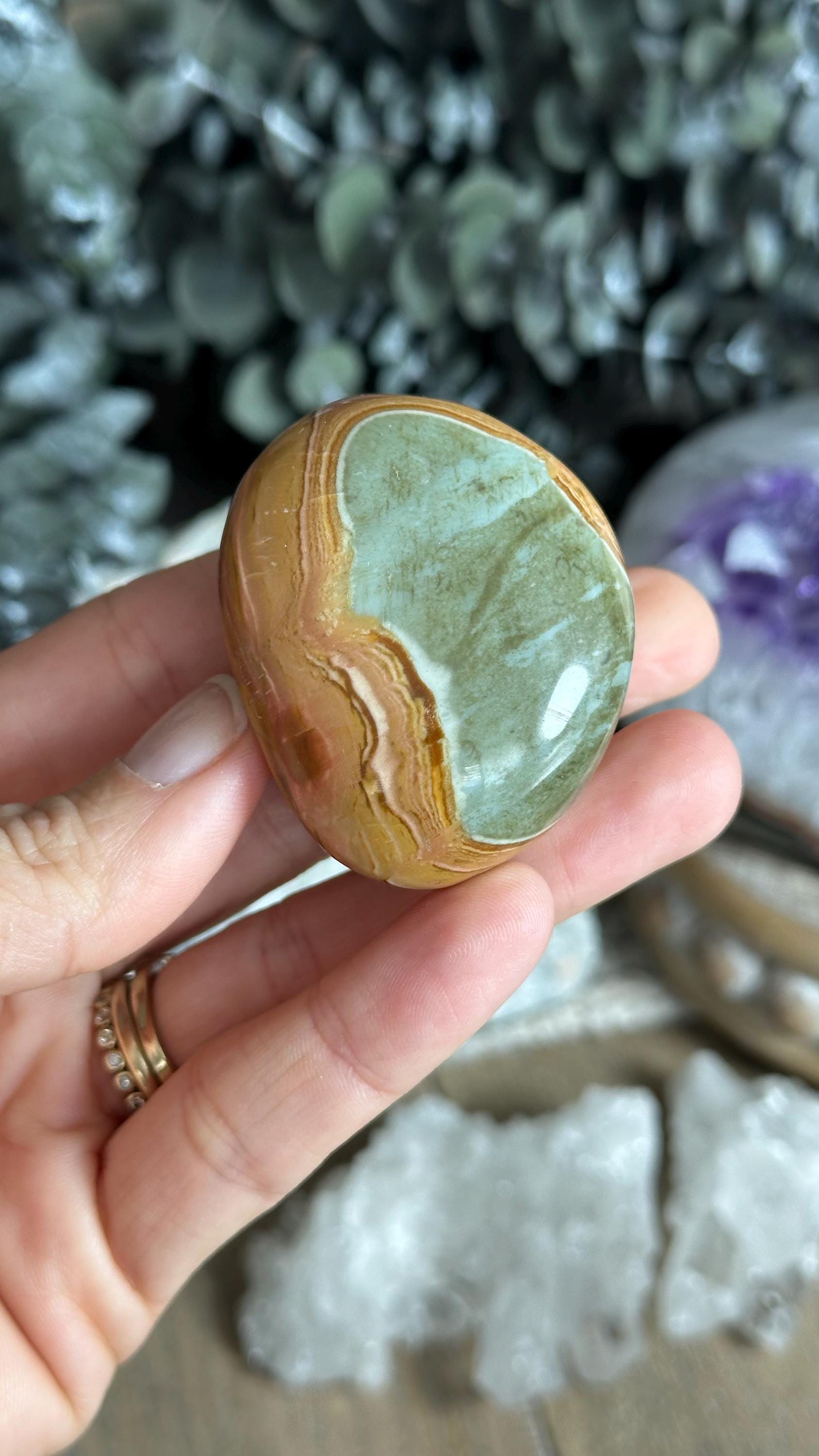 Polychrome Jasper Palm Stone: Madagascar Desert Pebble
