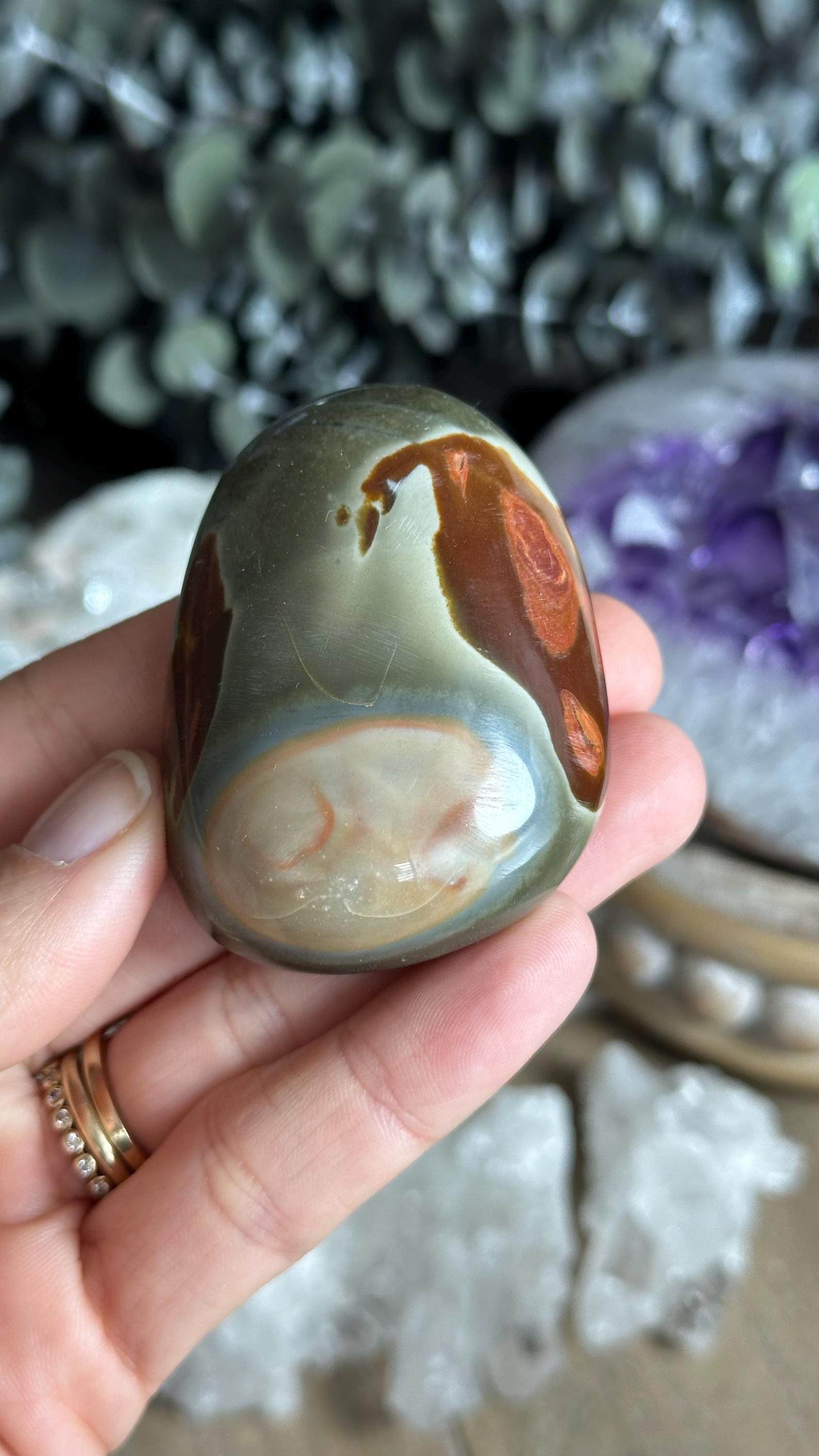 Polychrome Jasper Palm Stone: Madagascar Desert Pebble