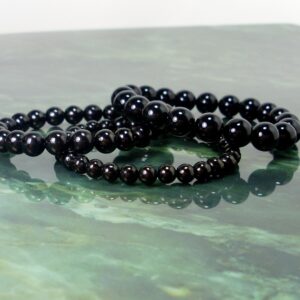 Black Jet Gagat Bracelet, Natural Gemstone Bracelet, Unisex Women Mens Beaded Bracelet 4mm 6mm or 10mm,Gift for Her/Him +Gift Bag