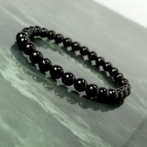 Black Jet Gagat Bracelet, Natural Gemstone Bracelet, Women Men Stretch Beaded Bracelet 4mm 6mm or 8mm, Healing Crystal Bracelet +Gift Bag