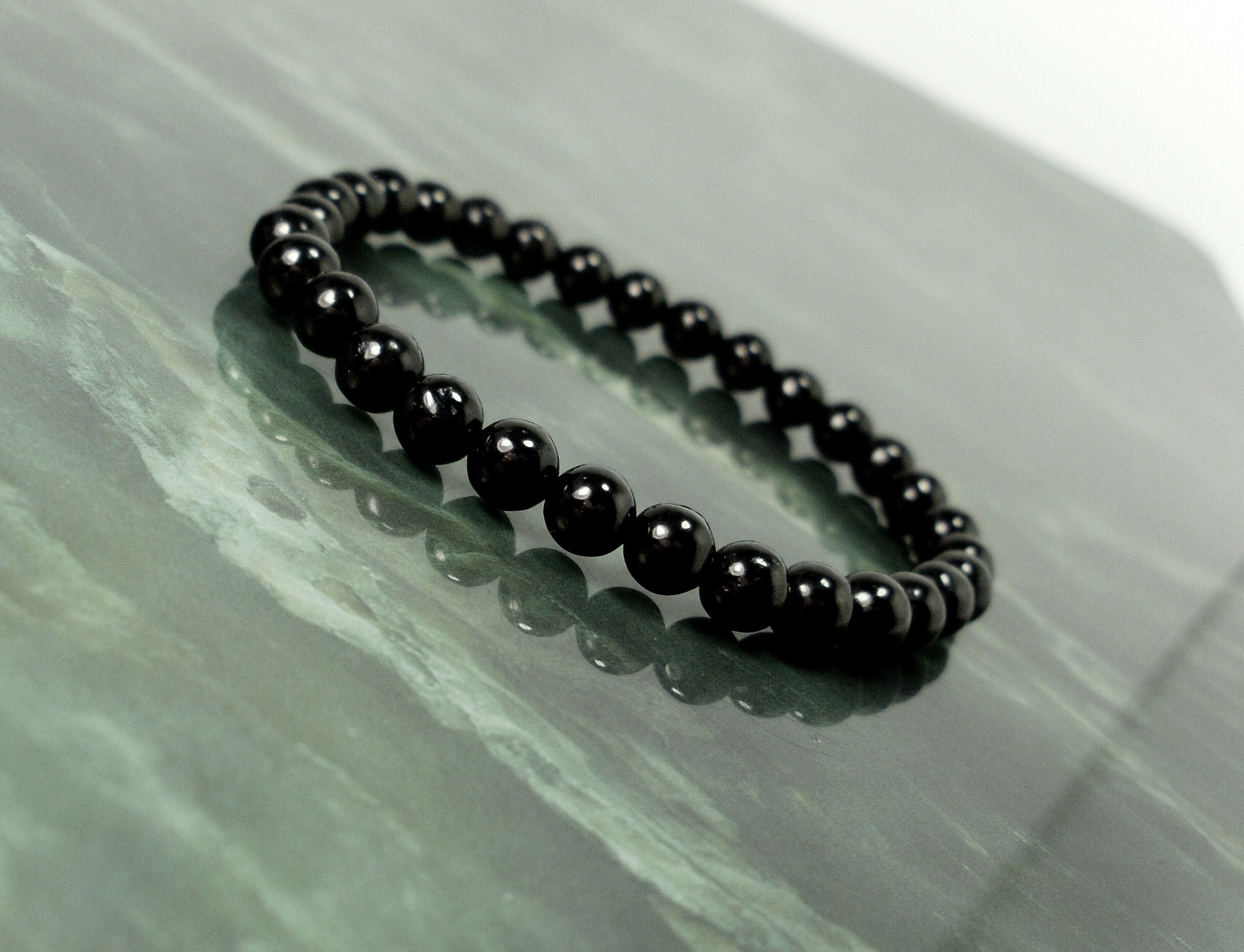 Black Jet Gagat Bracelet, Natural Gemstone Bracelet, Women Men Stretch Beaded Bracelet 4mm 6mm Or 8mm, Healing Crystal Bracelet +gift Bag