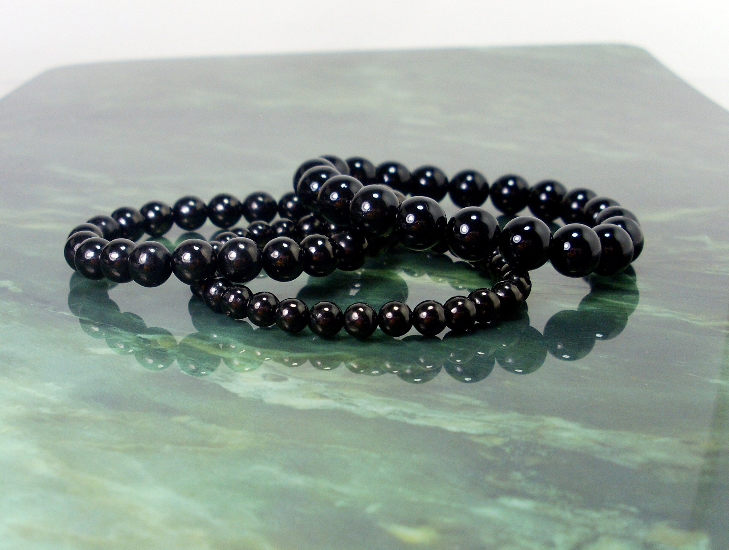 Black Jet Gagat Bracelet, Natural Gemstone Bracelet, Unisex Women Mens Beaded Bracelet 4mm 6mm Or 10mm,gift For Her/him +gift Bag
