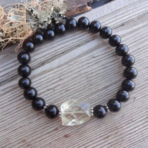 Protection Bracelet, Jet Stone &citrine Bracelet, Everyday Jewelry, Gemstone Bracelet, Stretch Bead Bracelet, Beaded Bracelets, Jet Bracelet Protection Bracelet, Jet Stone &citrine Bracelet, Everyday Jewelry, Gemstone Bracelet, Stretch Bead Bracelet, Beaded Bracelets, Jet Bracelet
