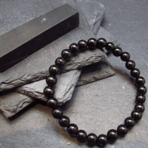 Whitby Jet Genuine Bracelet From Uk ~ 7 Inches ~ 6mm Round Beads