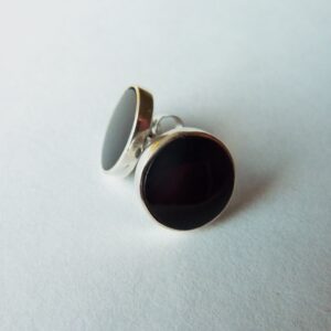 Whitby Jet and Silver 8mm Ear Studs