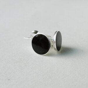 Whitby Jet and Silver 6mm Stud Earrings