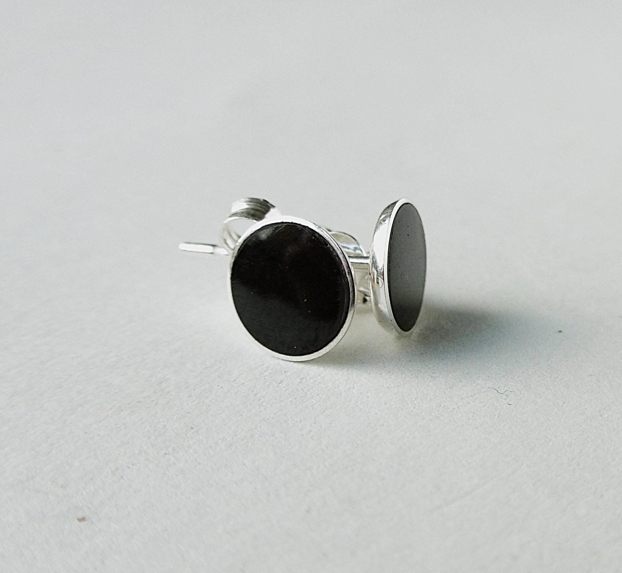 Whitby Jet And Silver 6mm Stud Earrings