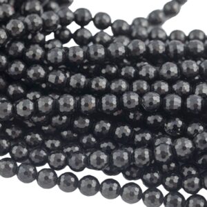 Natural Real Jet Beads Faceted 6mm 8mm 10mm 12mm Round Beads AAA Quality  Gemstones 16" Strand AAA Quality Gemstone Beads