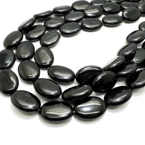 Natural Lignite Jet Beads: Smooth Oval Gemstone Strand (15.5-16 Inch) Natural Lignite Jet Beads: Smooth Oval Gemstone Strand (15.5-16 Inch)