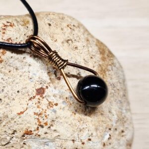 Mens Rare Black Jet Pendant. Unisex Crystal Reiki Jewelry Uk. Antique Bronze Wire Wrap Triangle Necklace. Empowered Crystals