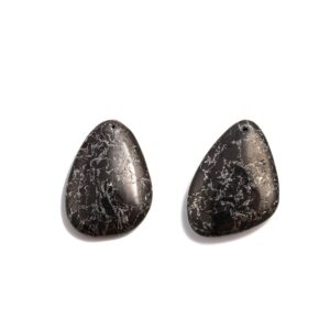 Natural Black Jet Stone Pendant Teardrop Or Irregular Shape Approx 30x40mm