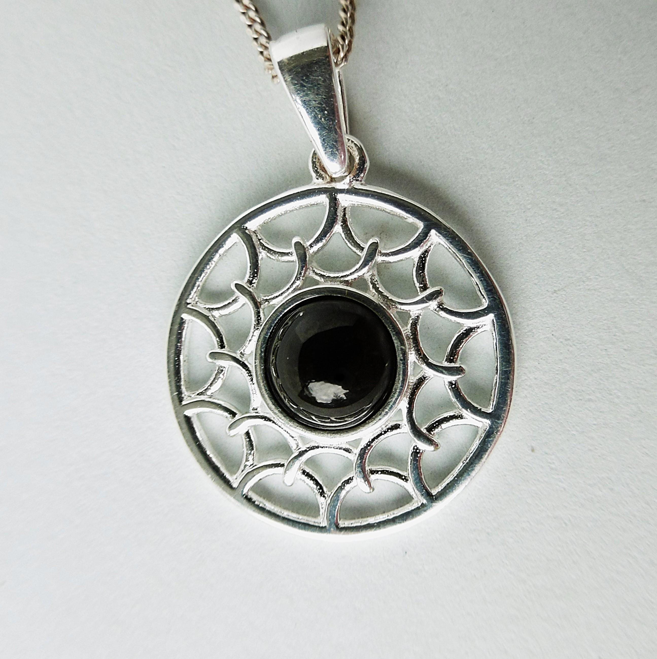 Whitby Jet And Silver Sunburst Pendant Whitby Jet And Silver Sunburst Pendant