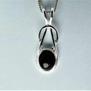 Whitby Jet and Silver Celtic Knot Pendant