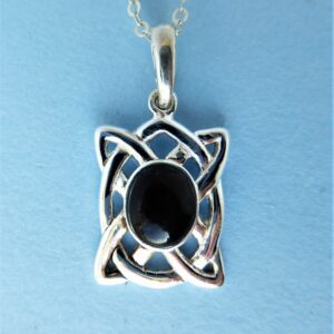 Whitby Jet and Silver Celtic Knot Pendant