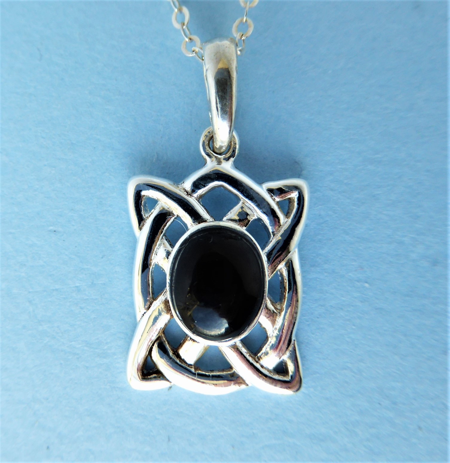 Whitby Jet And Silver Celtic Knot Pendant