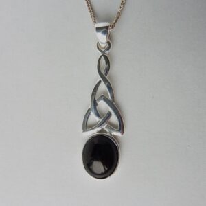 Whitby Jet and Silver Celtic Style Pendant