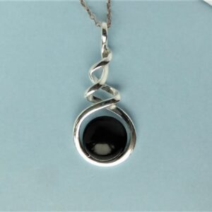 Whitby Jet and Silver Spiral Pendant