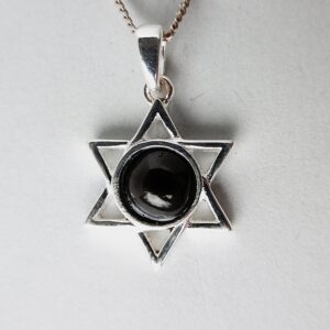 Whitby Jet and Silver Six Pointed Star Pendant