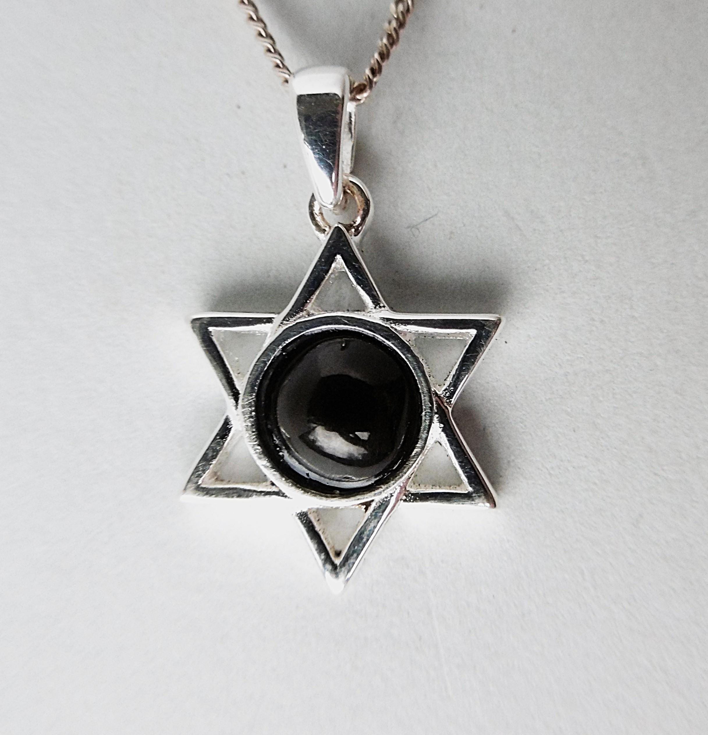 Whitby Jet And Silver Six Pointed Star Pendant Whitby Jet And Silver Six Pointed Star Pendant
