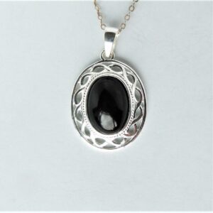 Whitby Jet and Silver Rope Edge Pendant