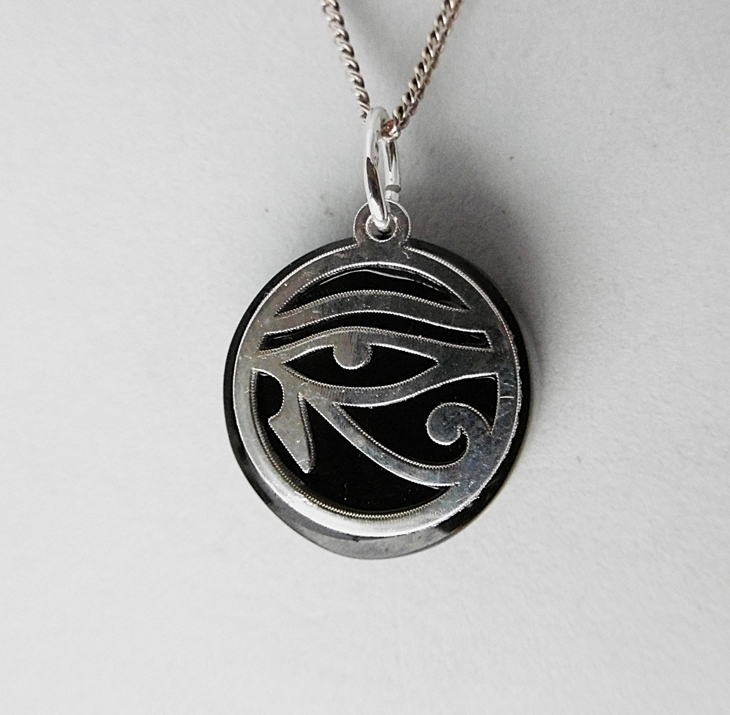 Whitby Jet And Silver Eye Of Horus Pendant