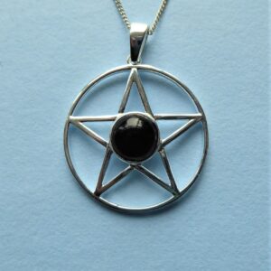 Whitby Jet and Sterling Silver Pentagram Pendant